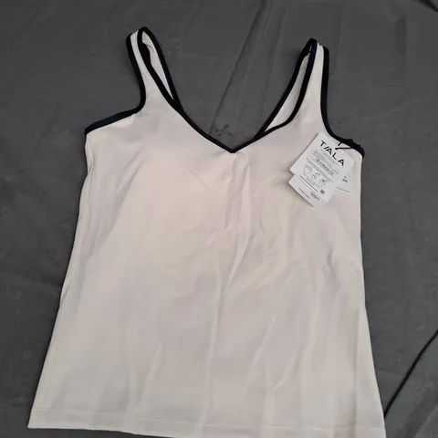 TALA SPORT DAYFLEX PLUNGE NECK VEST IN CREAM/NAVY SIZE M