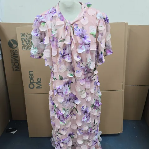 KALEIDOSCOPE BLUSH 3D PRINT DRESS SIZE 18