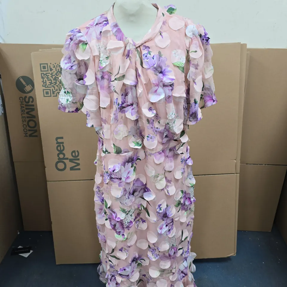 KALEIDOSCOPE BLUSH 3D PRINT DRESS SIZE 18