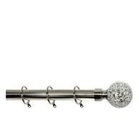 CRACKLE GLASS FINIAL 28 MM EXTENDABLE CURTAIN POLE - COLLECTION ONLY