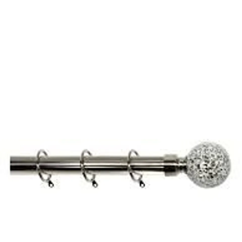 CRACKLE GLASS FINIAL 28 MM EXTENDABLE CURTAIN POLE - COLLECTION ONLY