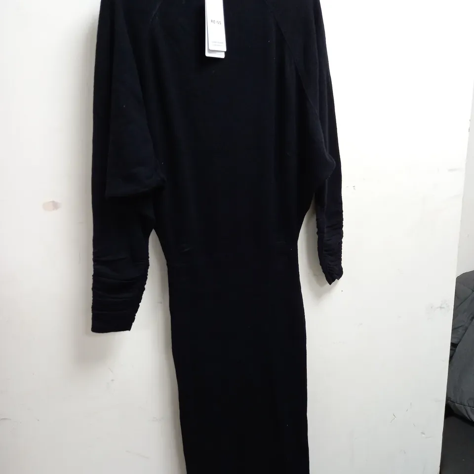 REISS CASHMERE BLEND FREYA KNITTED ROLL NECK DRESSTOP IN BLACK - SMLL