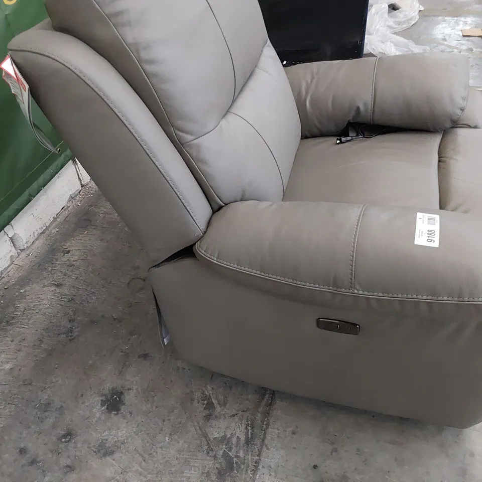 DESIGNER POWER RECLINING EASY CHAIR GREY LEATHER 