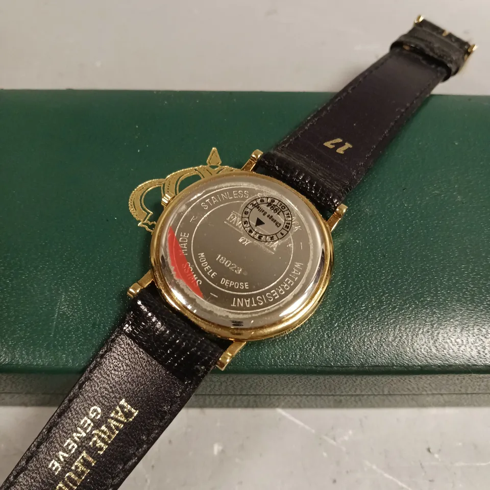 FAVRE LEUBA BLACK LEATHER STRAP WHITE DIAL WATCH 