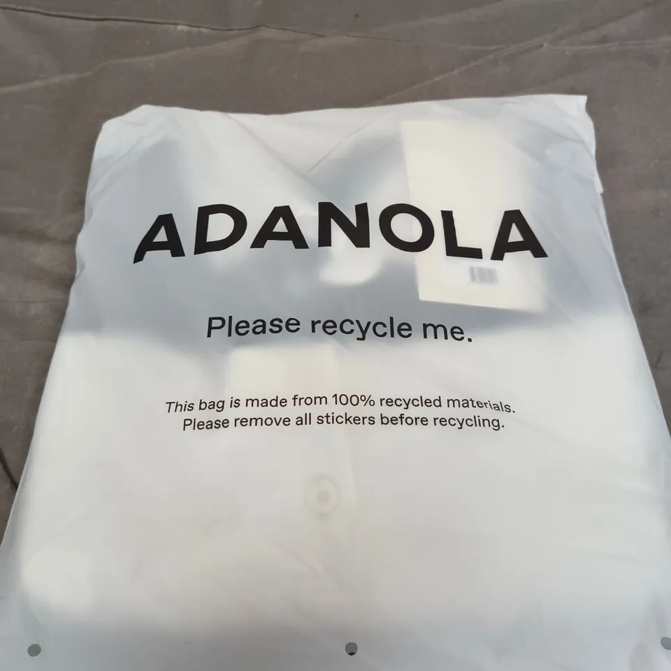 ADANOLA STRIPE OVERSIZED HENLEY SWEATSHIRT – MIDNIGHT BLUE/MARSHMALLOW WHITE – SIZE S