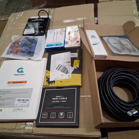 PALLET CONSISTING OF A LARGE QUANTITY OF ASSORTED ELECTRICAL ACCESSORIES TO INCLUDE; HDMI CABLE, ANKER CHARGING CABLE AND LIGHTNING HDTV CABLE