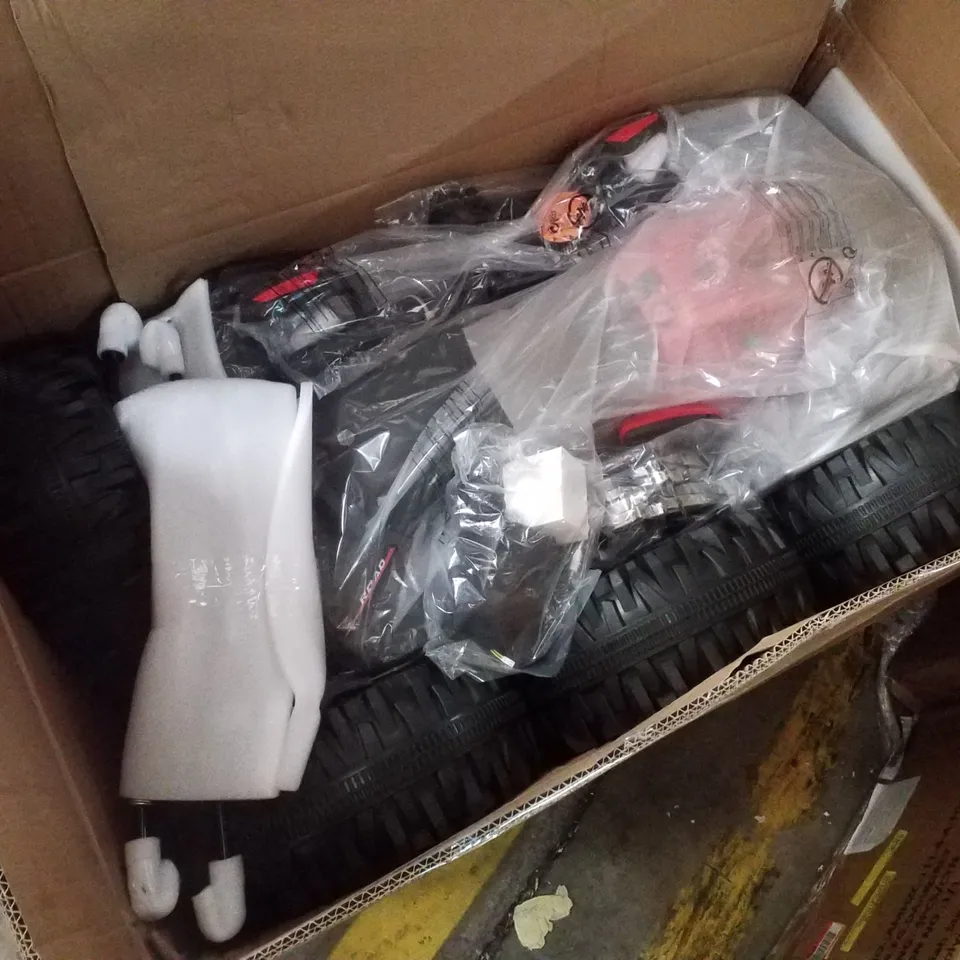 BOXED HOMCOM 12V QUAD BIKE ATV WITH LED LIGHTS, MUSIC, BACKREST, FORWARD, BACKWARD, RED