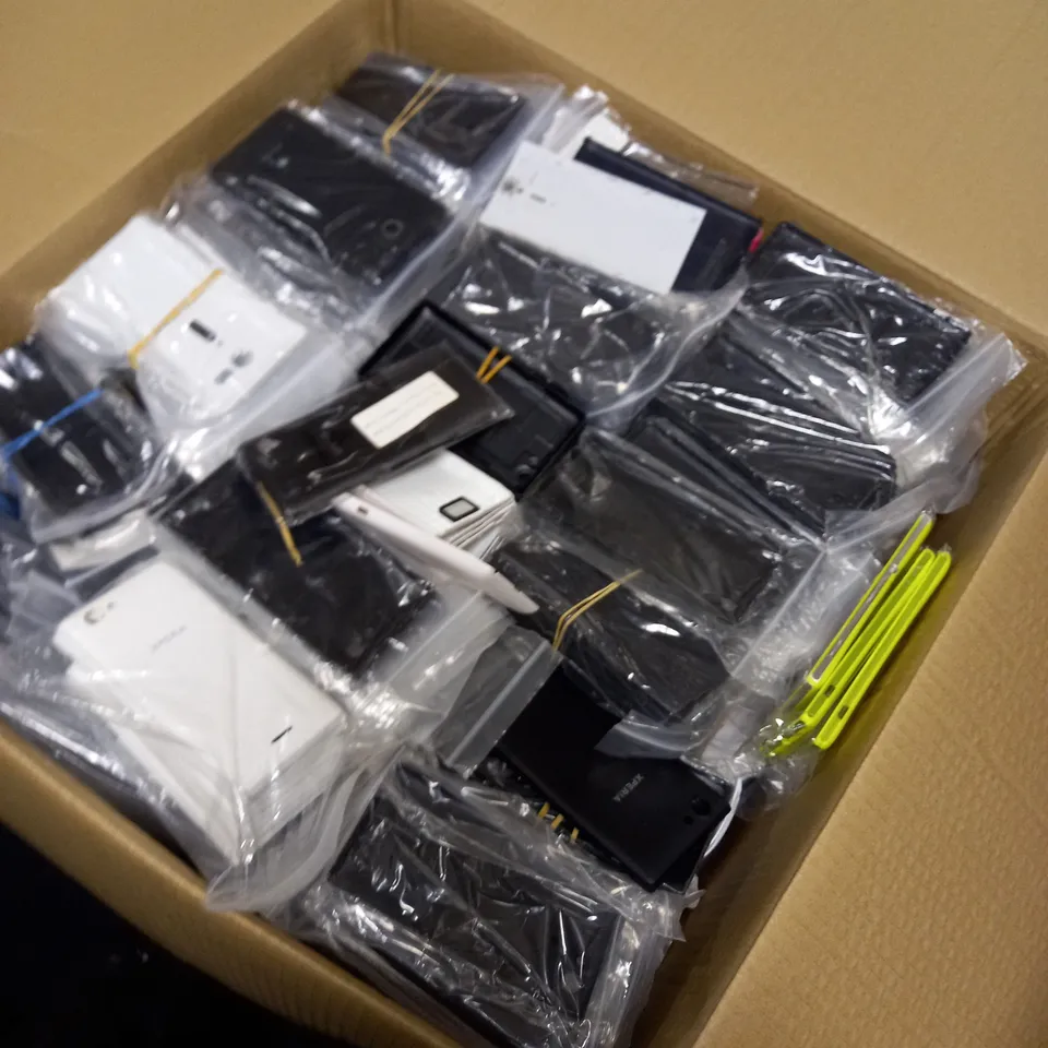 BOX OF ASSORTED PHONE CASES TO INCLUDE SONY, EXPERIA, NOKIA 