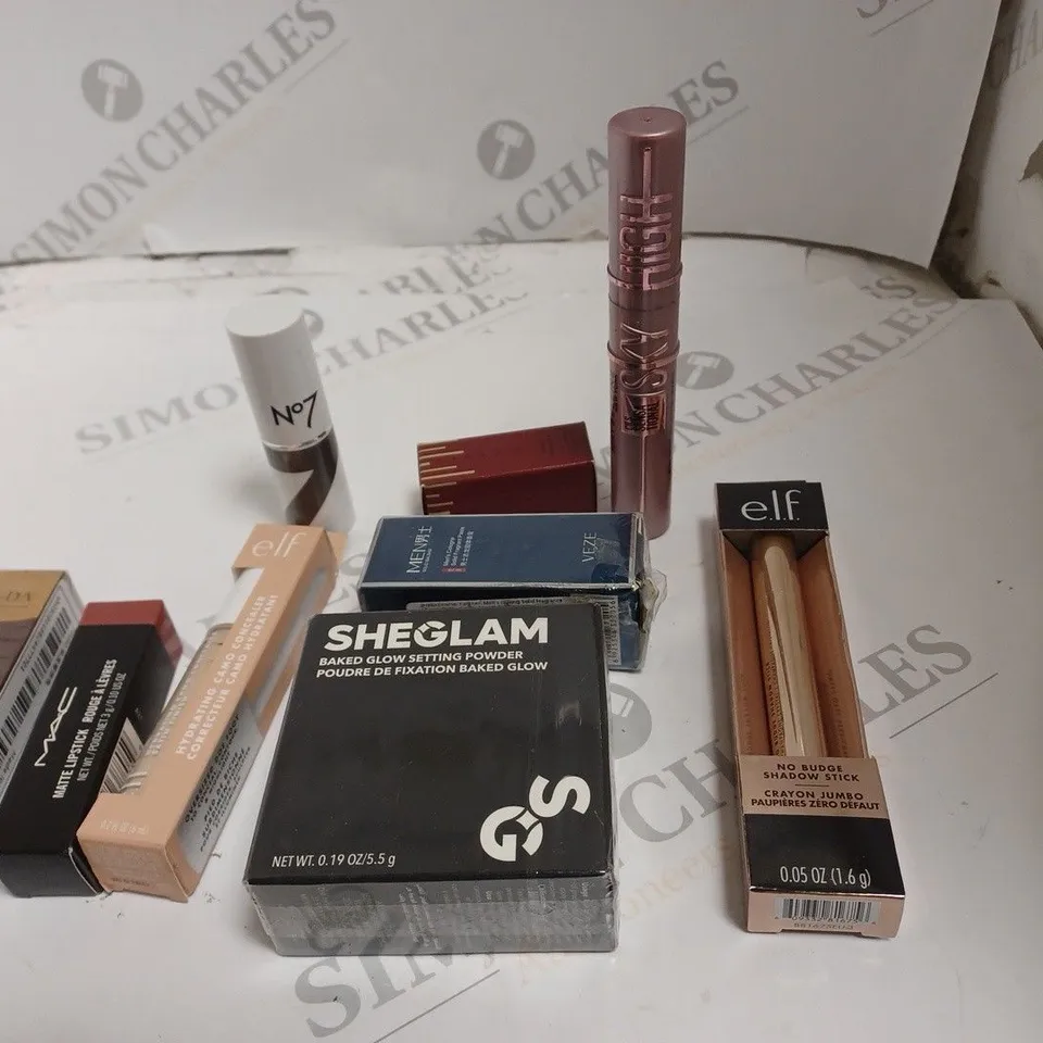 9 ASSORTED MAKE-UP ITEMS INCLUDING SKY HIGH MASCARA, SHE GLAM BAKED GLOW SETTING POWDER