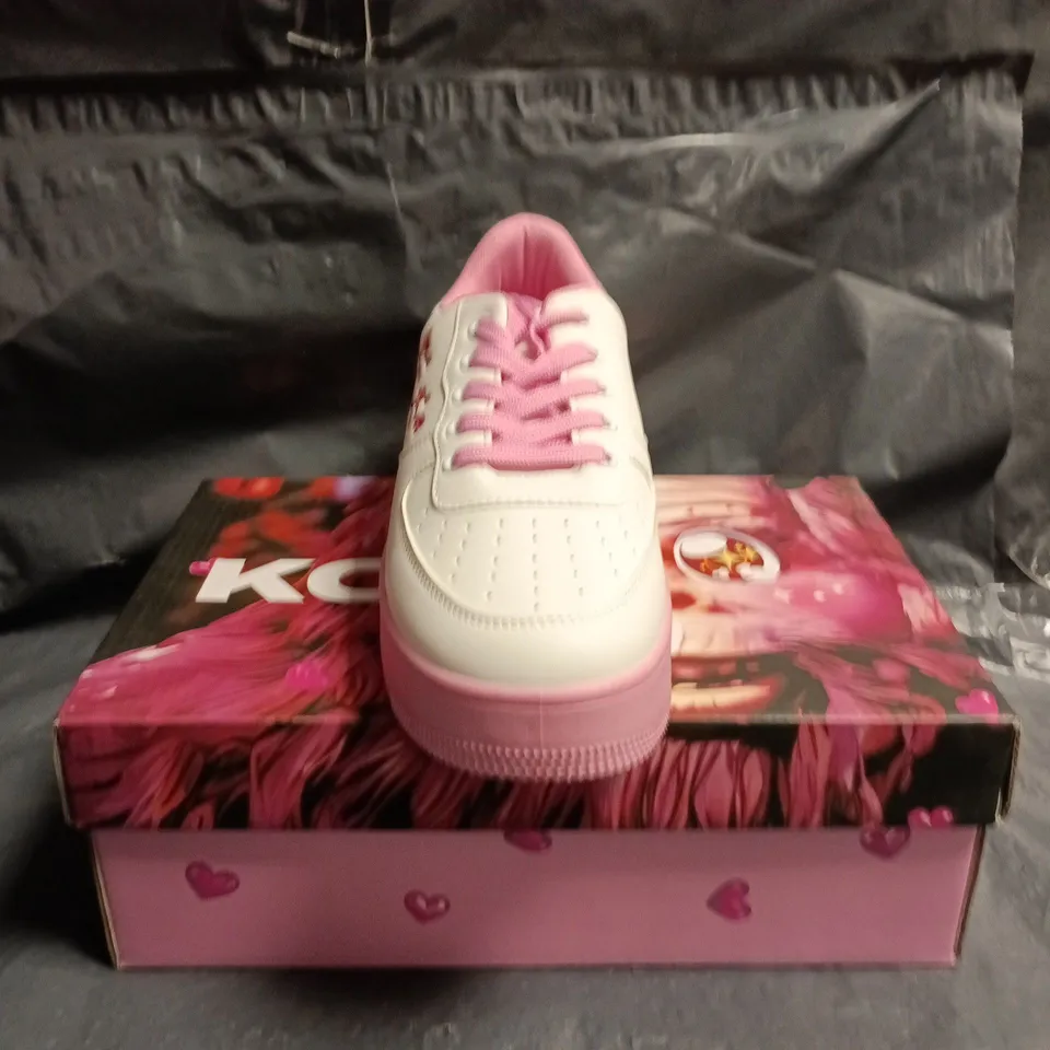 KOI WHITE TRAINERS WITH PINK SOLE AND CHERRY BLOSSOM DESIGN SIZE 6