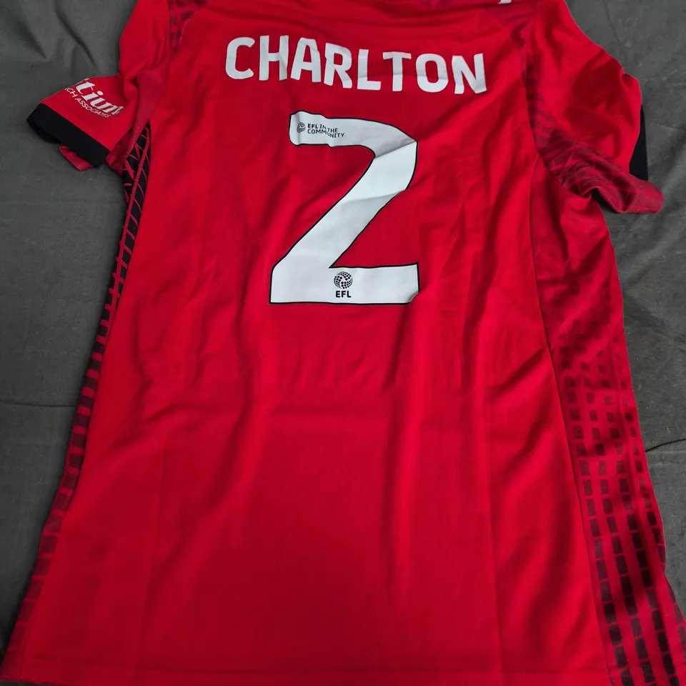 LEYTON ORIENT FC HOME SHIRT – RED, SHORT SLEEVE, ADULT, SIZE M, PUMA, EASTDIL SECURED SPONSOR (#2 - CHARLTON)