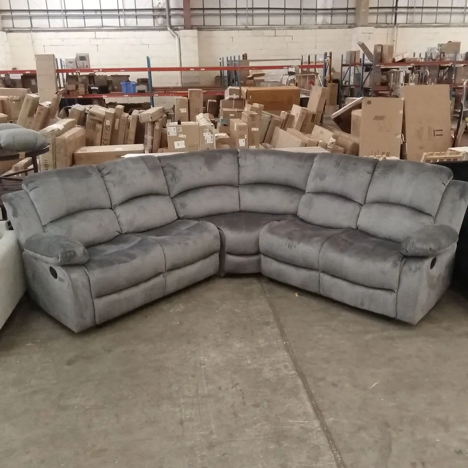 BERCK 5 SEATER MANUAL RECLINING CORNER SOFA - GREY