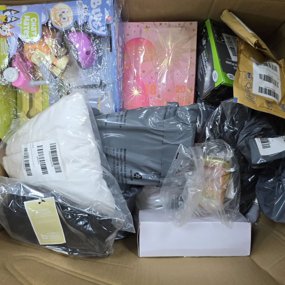 APPROXIMATELY 20 ASSORTED ITEMS TO INCLUDE SUNJET 150 FOUNTAIN PUMP, 24 DAYS OF BEAUTY CALENDAR, BLUEY TOY, ETC