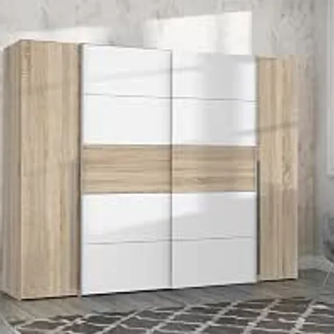 BOXED WARDROBE WITH SLIDING DOORS 270 X 210 X 61 CM WHITE (4 BOXES)