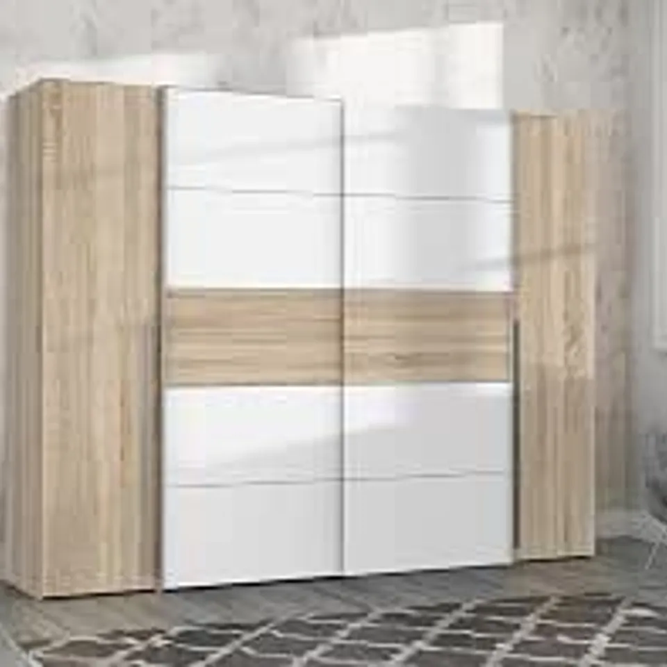 BOXED WARDROBE WITH SLIDING DOORS 270 X 210 X 61 CM WHITE (4 BOXES)