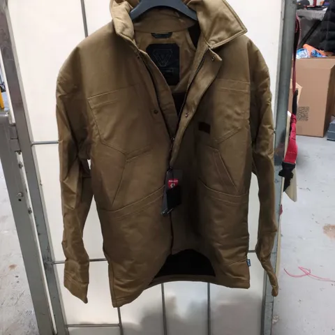 THRUDARK BROWN OUTDOOR JACKET – LARGE, DESIGNED & DEVELOPED IN THE UK (ENDEAVOUR THROUGH ADVERSITY PATCH) 