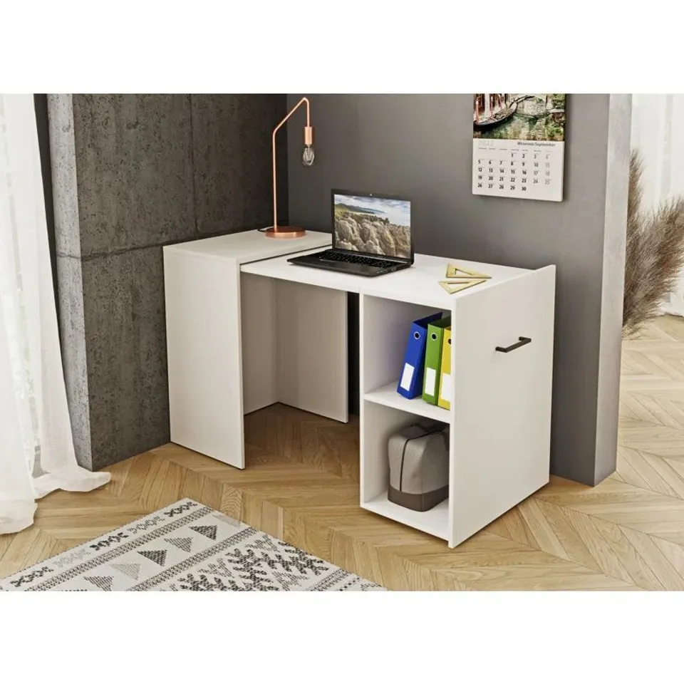 BOXED JENAE 60CM W RECTANGULAR WRITING DESK - WHITE (1 BOX)