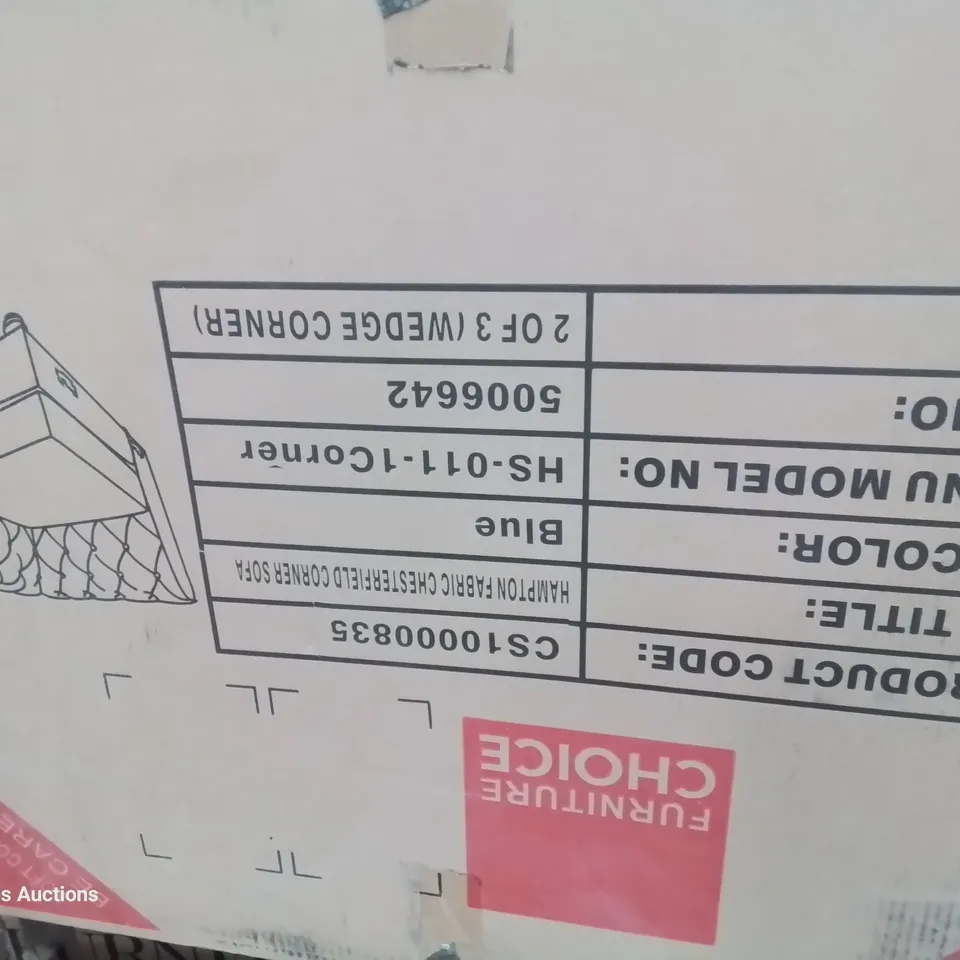 THREE BOXED SOFA SECTIONS, INCLUDING HAMPTON FABRIC CHESTERFIELD CORNER, KANSAS LIGHT GREY LEATHER LHF TWO SEATER, HWMPTON GREY VELVE5 CHESTERFIELD RHF TWO SEATER