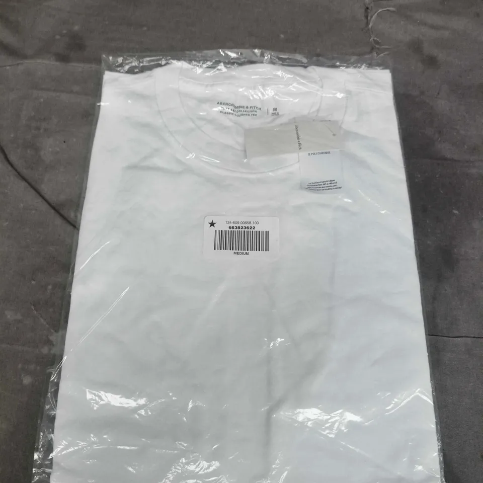 BAGGED ABERCROMBIE & FITCH CLASSIC POLISHED TEE IN WHITE - MEDIUM