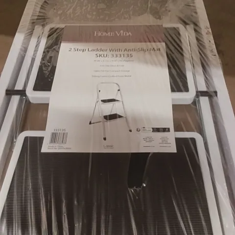 HOME VIDA 2 STEP LADDER WITH ANTI SLIP MAT - WHITE