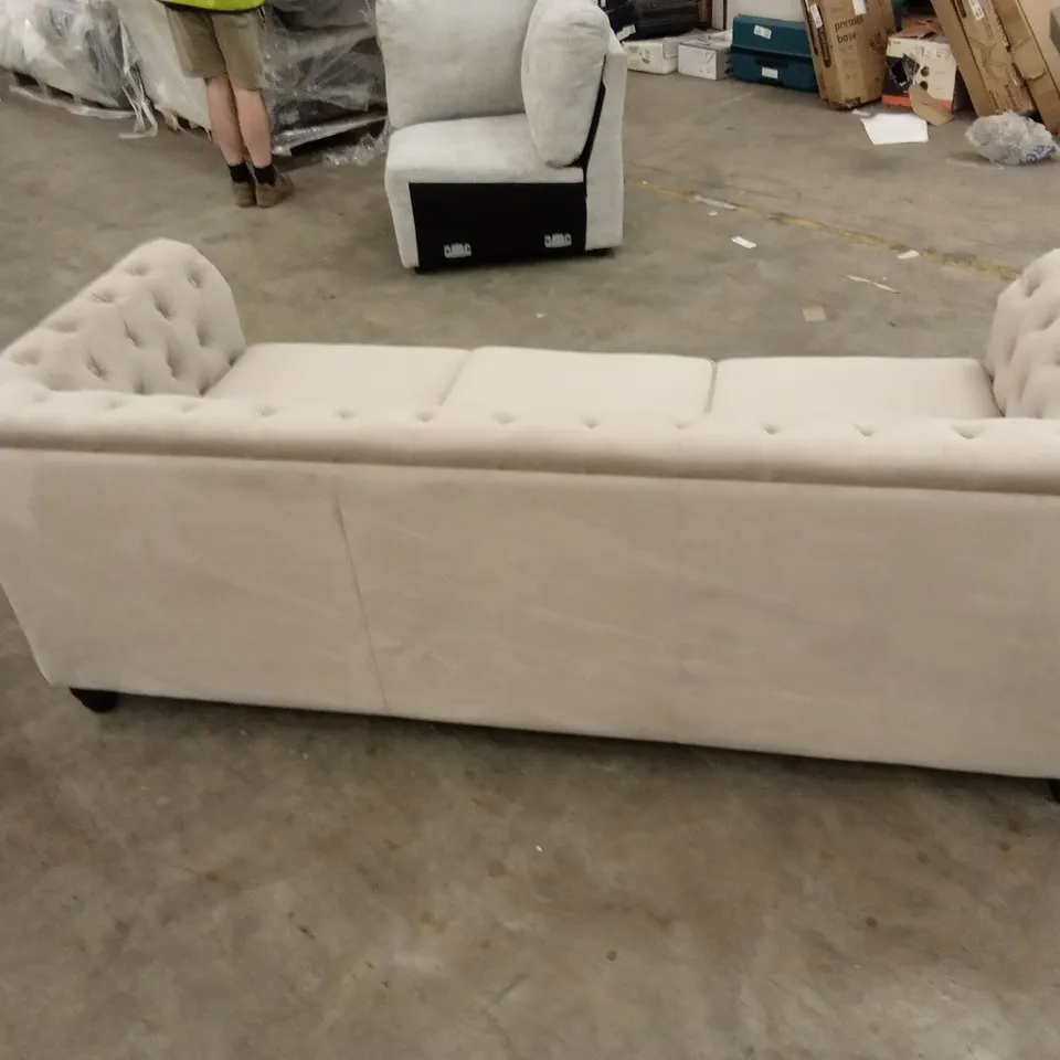 HAMPTON 3 SEATER CHESTERFIELD SOFA, CHAMPAGNE CLASSIC VELVET