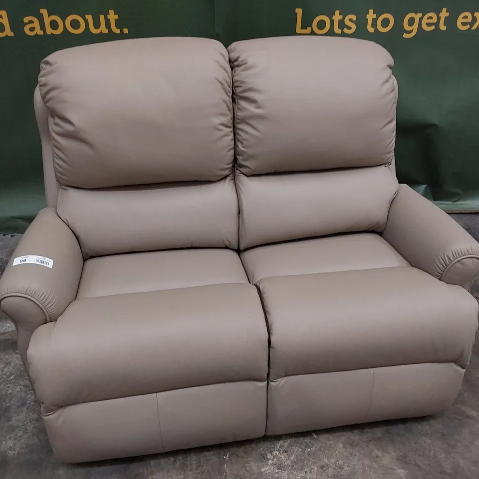 QUALITY BRITISH DESIGNER G PLAN NEWMARKET TWO SEATER SOFA CAMBRIDGE TAUPE LEATHER