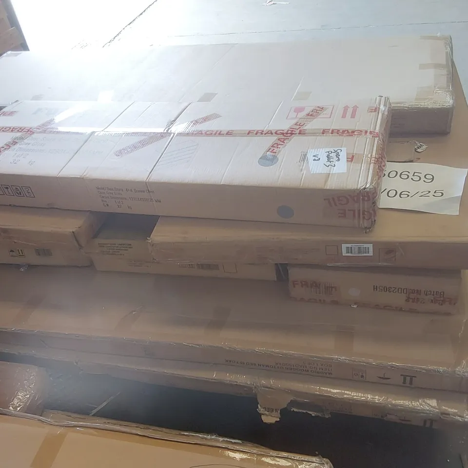 PALLET OF ASSORTED DESIGNER FURNITURE PARTS
