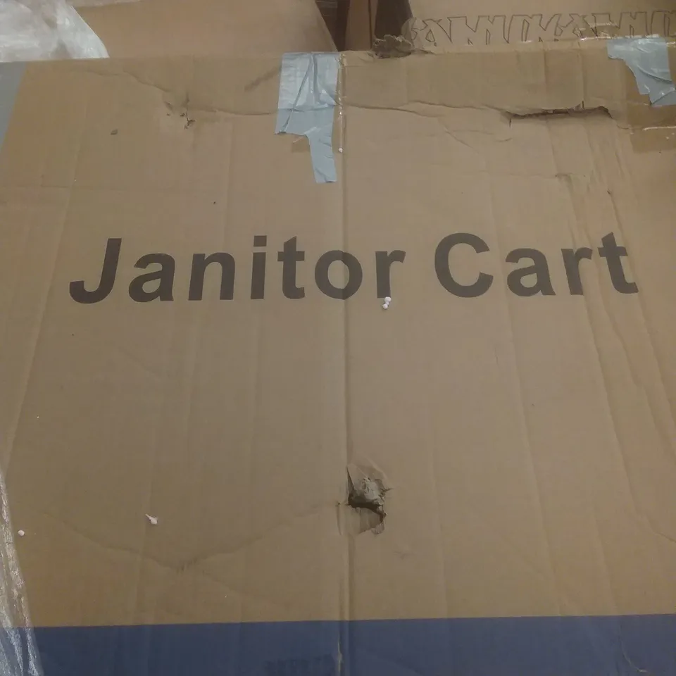 PALLET OF ASSORTED ITEMS INCLUDING PINE SINGLE BED, OFFICE CHAIR, JANITOR CART LAWNMOWER