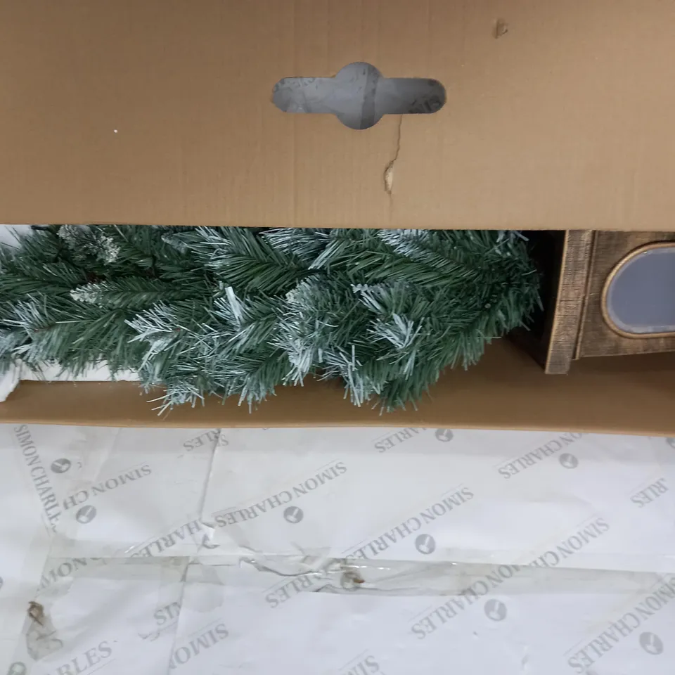 SET OF 2 4FT PRE-LIT FROSTED POTTED TREES 