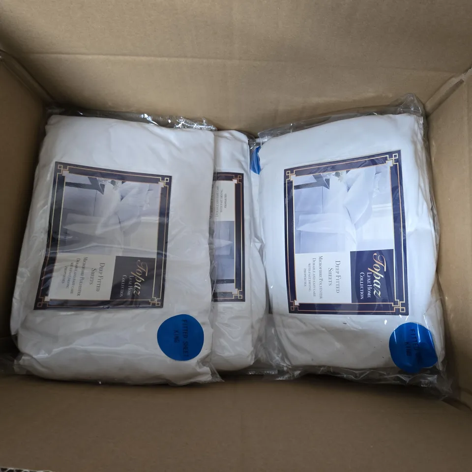 TOPAZ LUXE HOME COLLECTION DEEP FITTED SHEETS – KING, BOX OF APPROXIMATELY 10