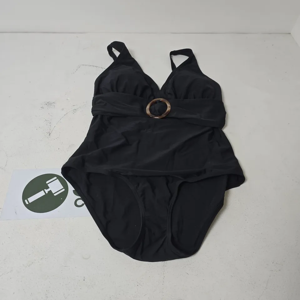BONPRIX BLACK ONE-PIECE SWIMSUIT WITH BELT BUCKLE – UK 16 (EU 42)