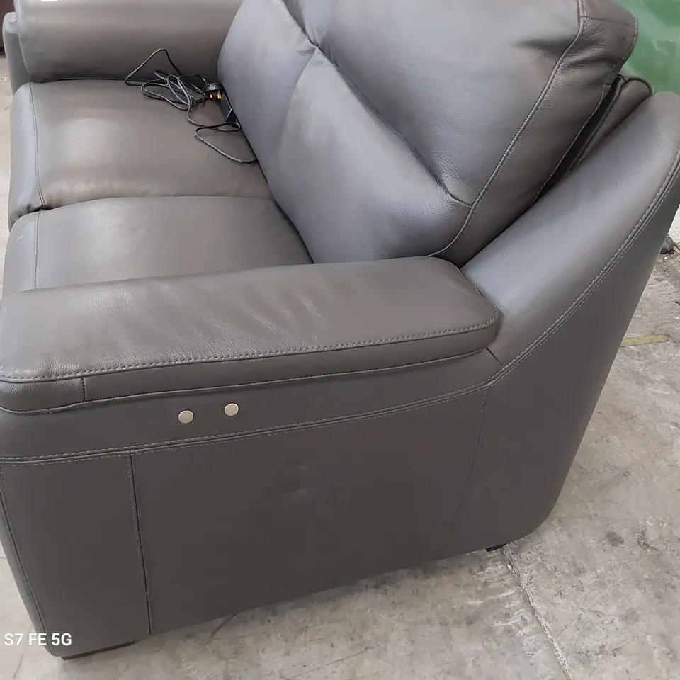 QUALITY ITALIAN DESIGNER POWER RECLINING PARMA TWO SEATER SOFA CHARCOAL LEATHER 