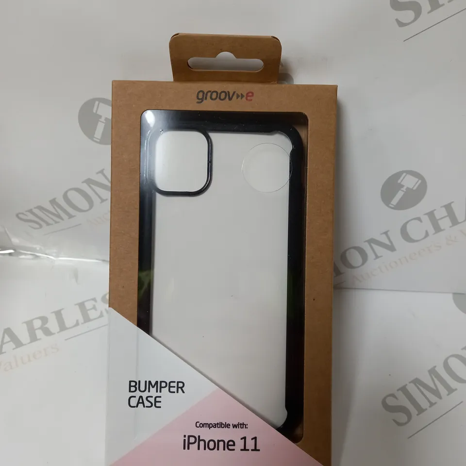 BOX OF APPROXIMATELY 100 GROOV-E IPHONE 11 BUMPER CASES EDGE BLACK GV-MP003
