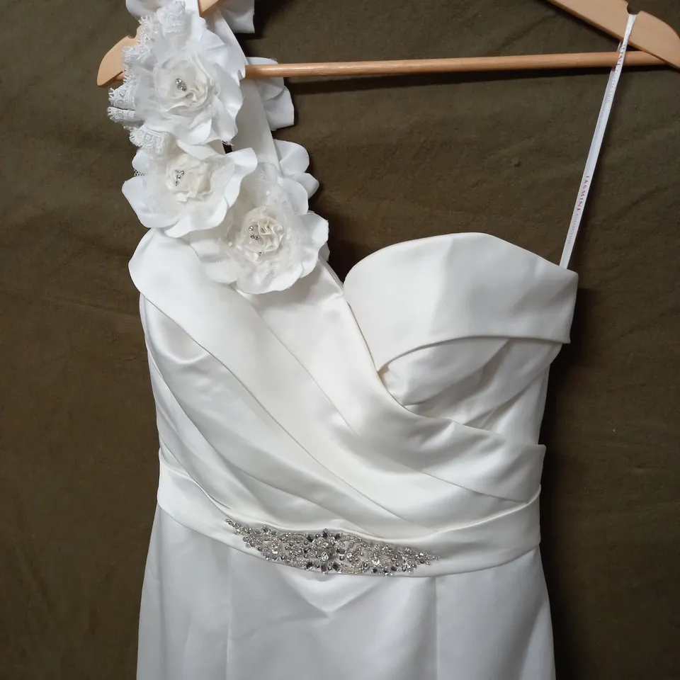 JASMINE ONE SHOULDER EMBELLISHED WEDDING DRESS - UK 14