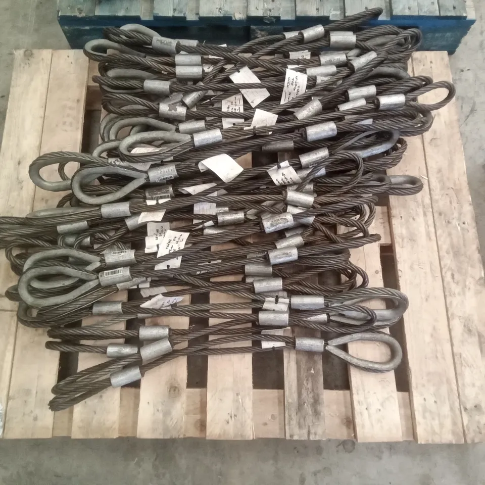 APPROX X20 BOWTHORPE 2 LEG WIRE ROPE SLING 