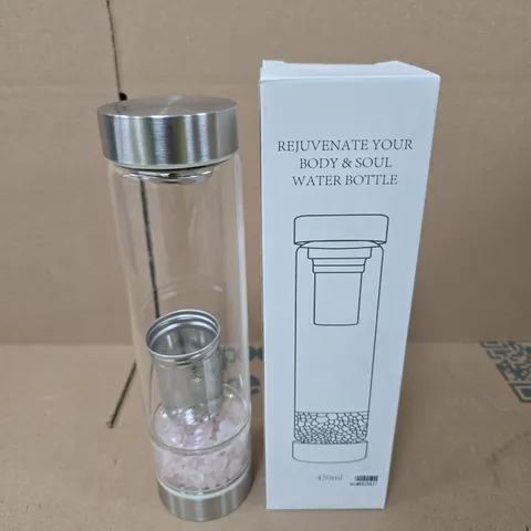 BOXED SOUL SMART WATER BOTTLE WITH CRYSTAL STONE AND TEA INFUSER - 450ML 