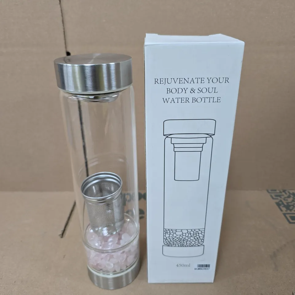 BOXED SOUL SMART WATER BOTTLE WITH CRYSTAL STONE AND TEA INFUSER - 450ML 