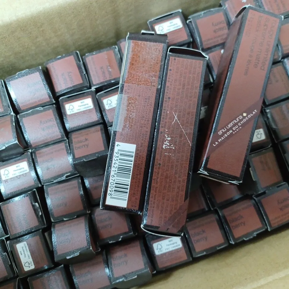 APPROXIMATELY 60 BOXED ROUGE UNLIMITED SUPREME MATTE BLACK BERRY LIPSTICK 