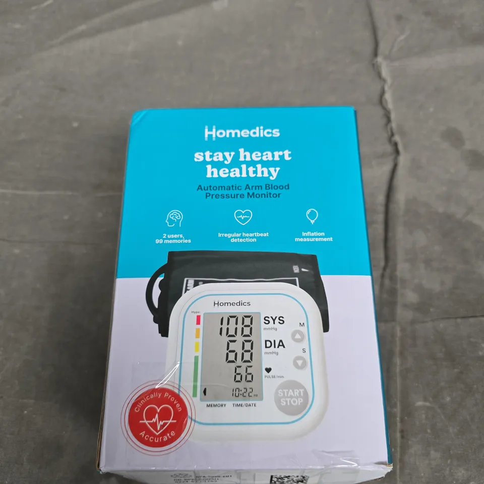BOXED HOMEDICS STAY HEART HEALTHY AUTOMATIC ARM BLOOD PRESSURE MONITOR