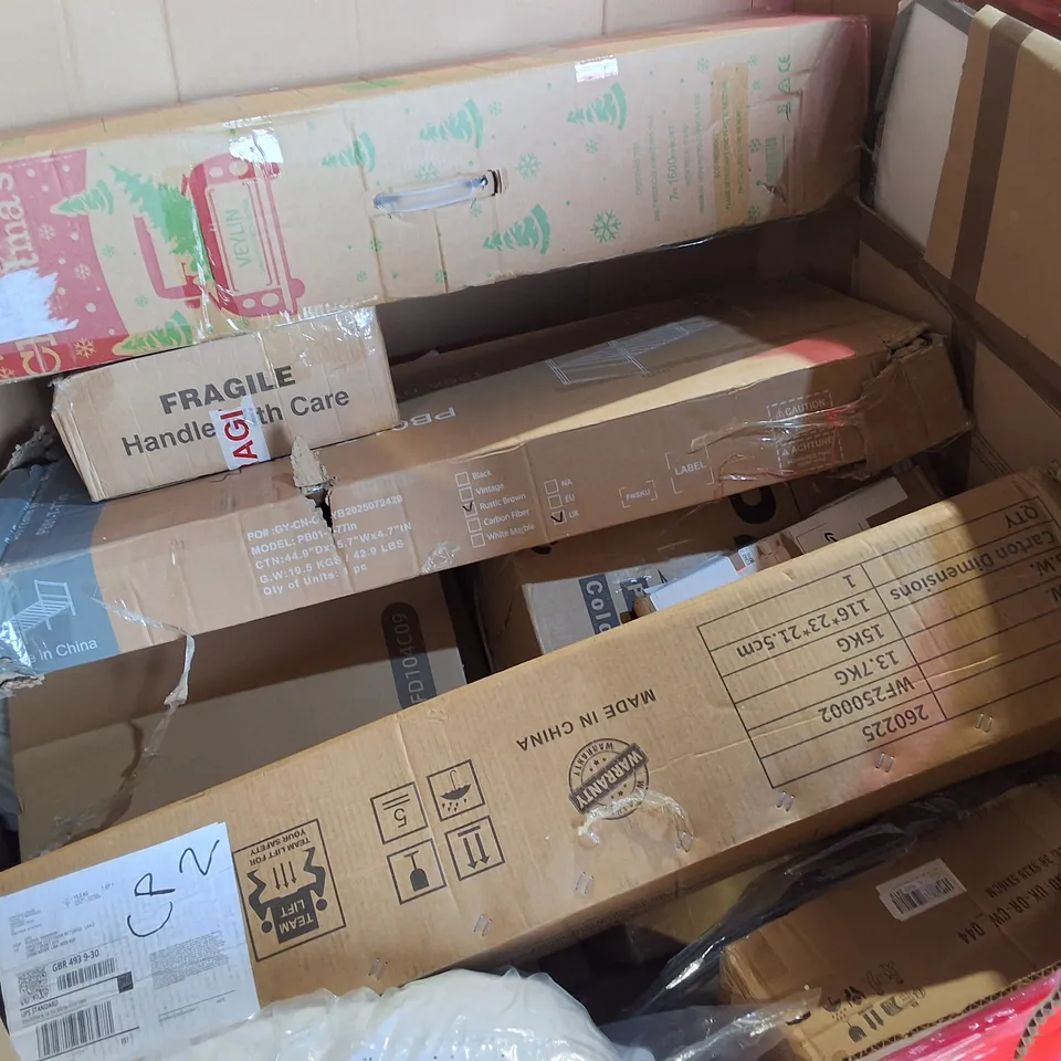PALLET OF ASSORTED HOUSEHOLD ITEMS TO INCLUDE 180CM FAUX FICUS TREE, SCOOTER AND PRUNING SHEARS