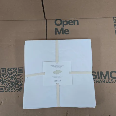 ZARA HOME FITTED BOTTOM SHEET - 140 X 200 CM, 100% COTTON PERCALE (300TC) - WHITE