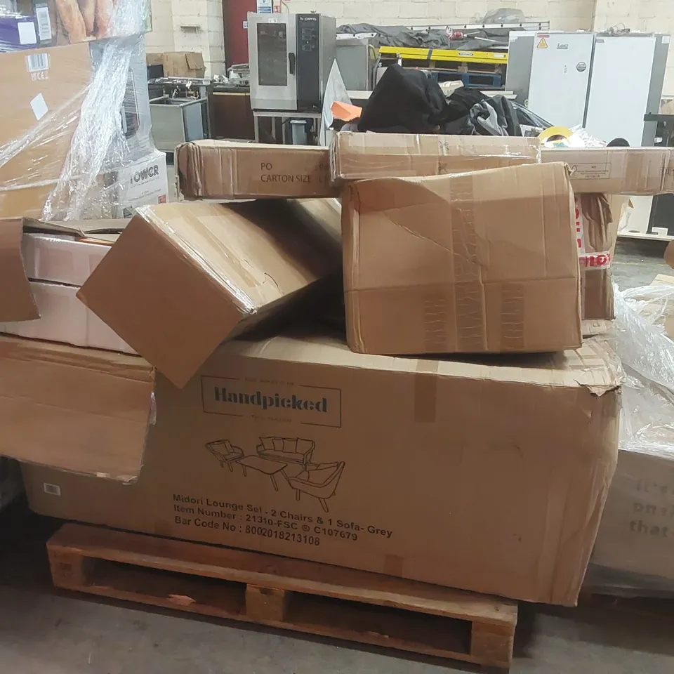 PALLET CONTAINING A LARGE QUANTITY OF ASSORTED FURNITURE ITEMS ECT