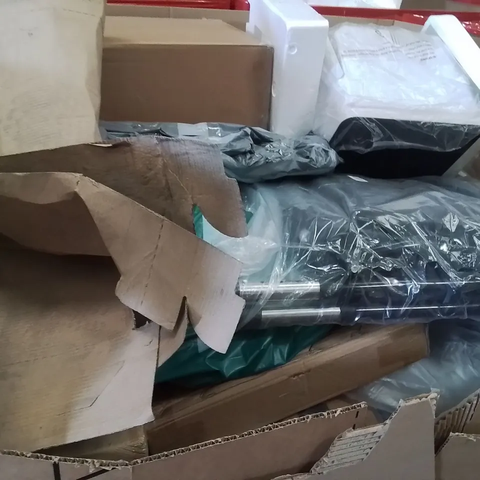PALLET OF ASSORTED HOUSEHOLD GOODS AND PRODUCTS TO INCLUDE;AIR COOLER,BLACKOUT CURTAINS POLES,POPUP TENT