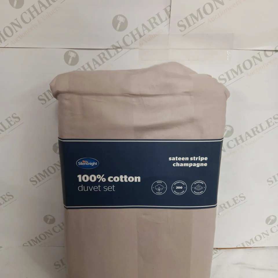 SILENTNIGHT SATEEN STRIPE 3 PIECE DUVET SET - SINGLE BED