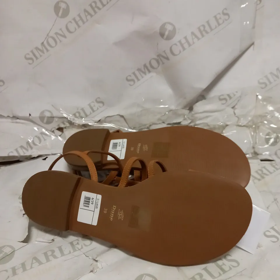 DUNNE LONDON STRAPPED SANDALS - TAN BROWN - SIZE 6