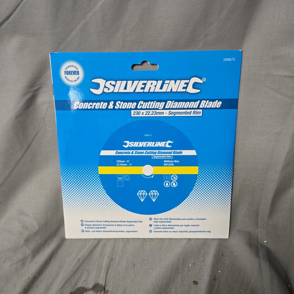 APPROXIMATELY 5 X SILVERLINE CONCRETE & STONE CUTTING DIAMOND BLADE – 230 X 22.23MM, SEGMENTED RIM