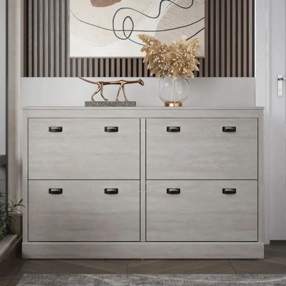 BOXED BRISTOL 4 FLIP DOOR SHOE STORAGE CUPBOARD