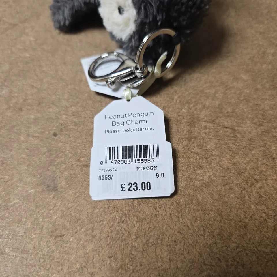 JELLYCAT LONDON PEANUT PENGUIN BAG CHARM TAGGED