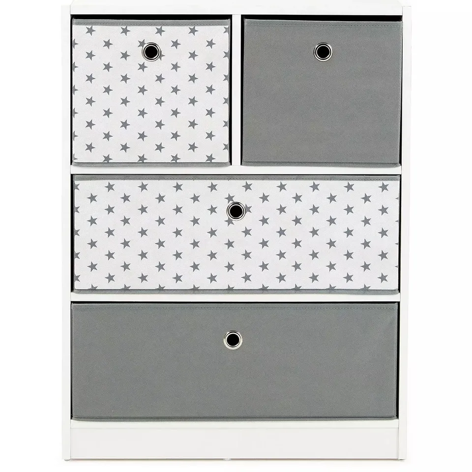 2 + 2 CUBE STORAGE UNIT WITH BOXES IN GREY/STARS - COLLECTION ONLY