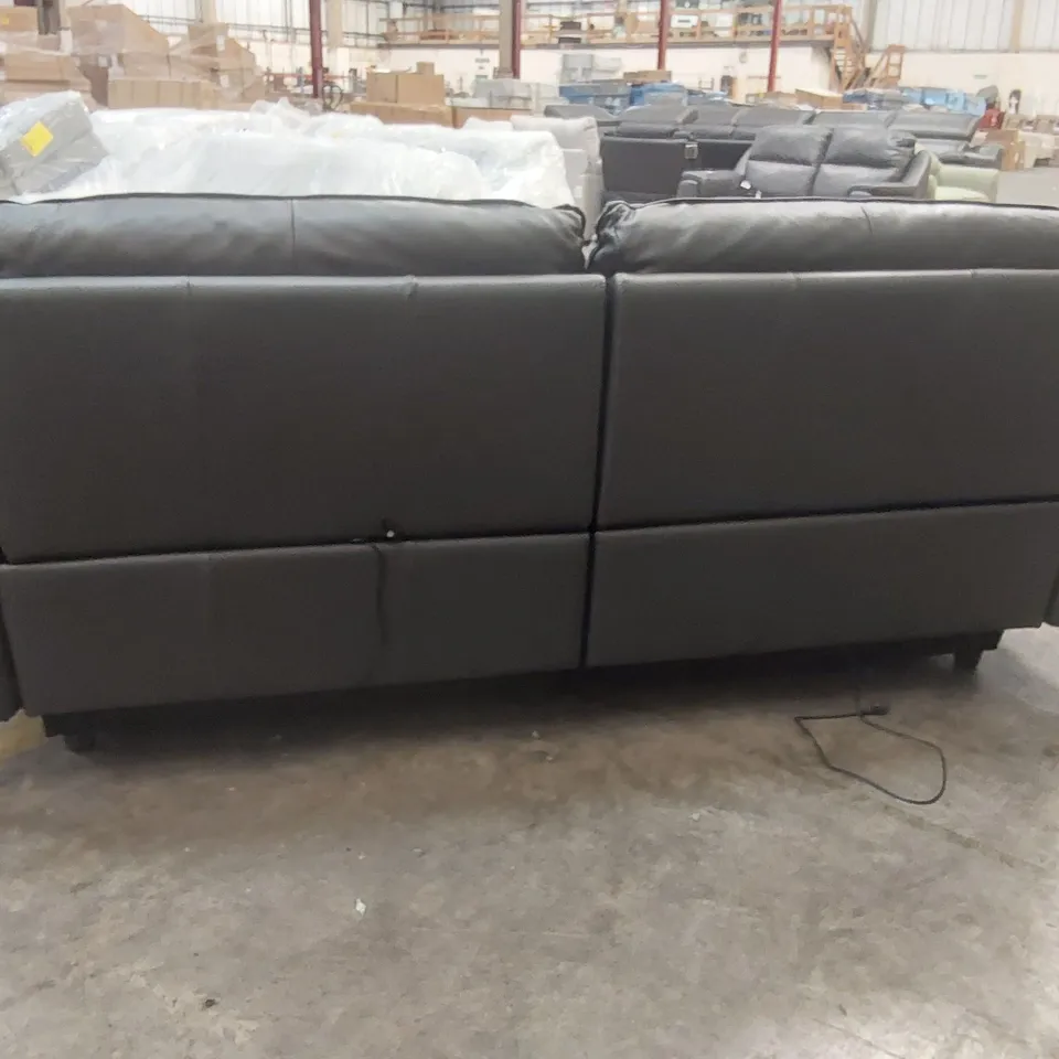 QUALITY DESIGNER ITALIAN MADE LEATHER BOLANZO ELECTRIC RECLINER SOFA - DARK GREY